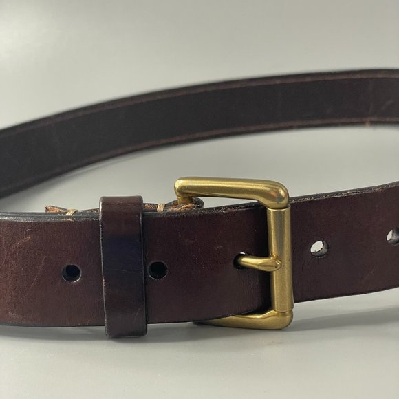 Coach # 3710 Rectangular Roller Brass Buckle Brown Leather Belt, Size 34/85 - Picture 2 of 12